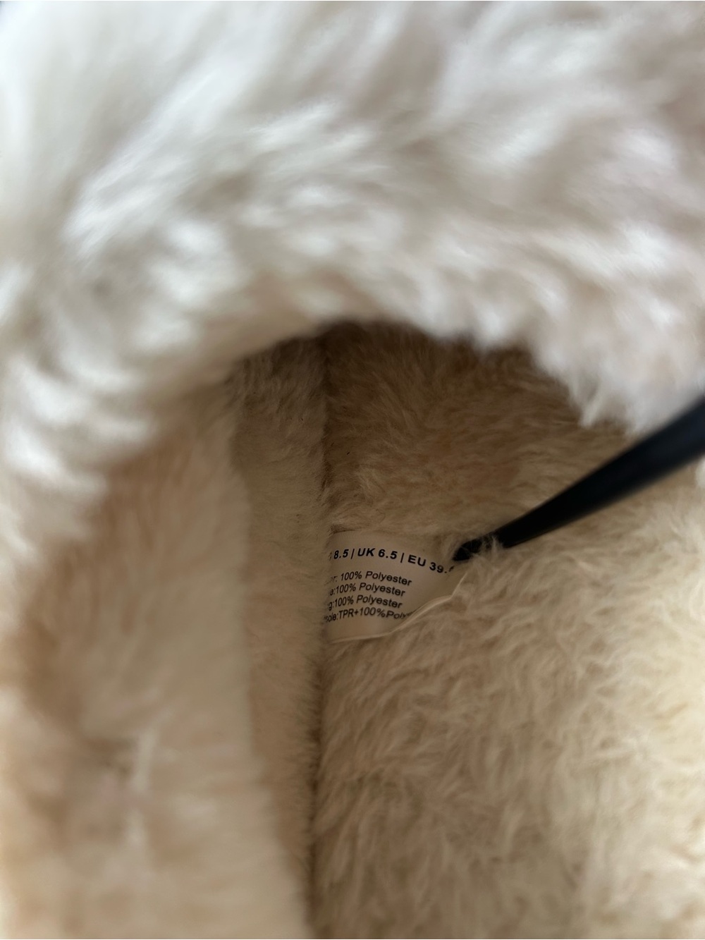 Women's Black Faux-Suede Slip-On Slippers with Cream Faux-Fur Collar - Picture 5 of 7